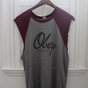 maroon and grey obey tank top